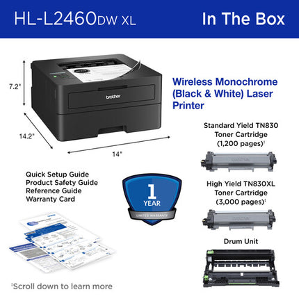 Brother HL-L2460DW Impresora Láser Monocromo Compacta 36 ppm 1200x1200 dpi 2 Toner 4200 Páginas