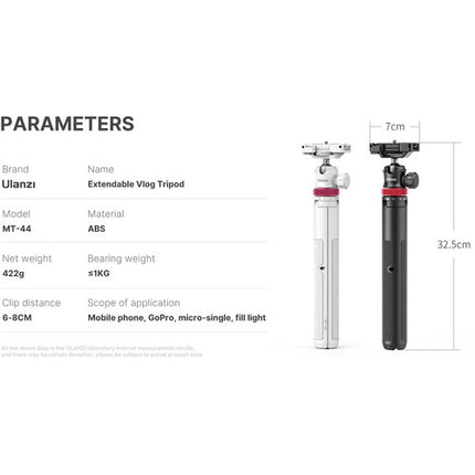 Ulanzi MT-44 Trípode Extensible para Vlogging Altura 13.4 a 58.7 pulgadas