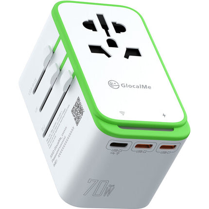GlocalMe RoamPlug Adaptador de Viaje con Wi-Fi 6 y 70W USB Power
