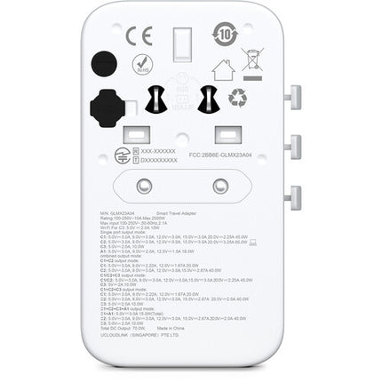 GlocalMe RoamPlug Adaptador de Viaje con Wi-Fi 6 y 70W USB Power