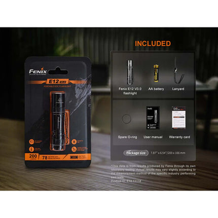 Fenix E12 V3 Linterna Compacta AA 200 Lúmenes 100 Horas Runtime