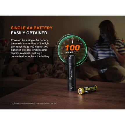 Fenix E12 V3 Linterna Compacta AA 200 Lúmenes 100 Horas Runtime