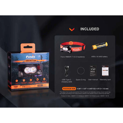 Fenix HM65R-T V2 Linterna Frontal Recargable 1600 Lúmenes IP68 USB-C