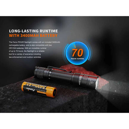 Fenix Linterna Recargable PD32R 1400 Lúmenes Resistente y Compacta