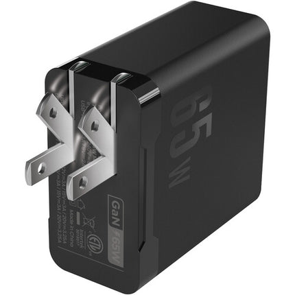 PowerPeak 65W Cargador de Pared USB GaN 3 Puertos con Cable 6'