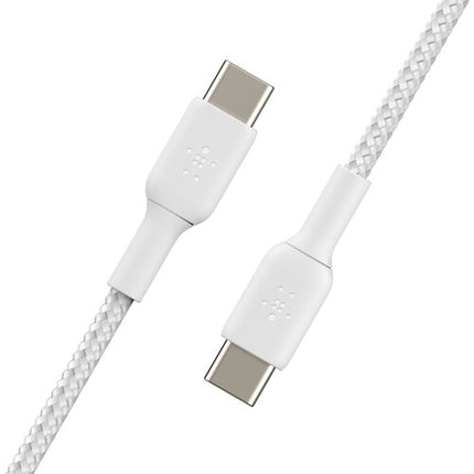 Belkin BoostCharge Cable USB-C 60W Trenzado Blanco 2m 30 000 Doblajes