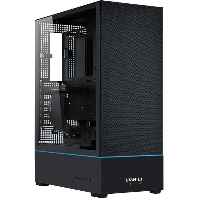 Lian Li SUP01 caja Mid-Tower ATX negra con 3 ventiladores 120mm y panel lateral de vidrio templado