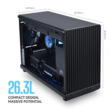 Lian Li A3-mATX Caja Mini Torre Negra Soporta GPUs 16.3 Pulgadas USB-C