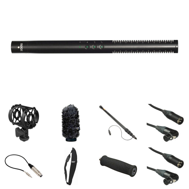 RODE NTG4+ Micrófono Shotgun Kit con Boompole de Aluminio 7.5' y Paraviento Deluxe