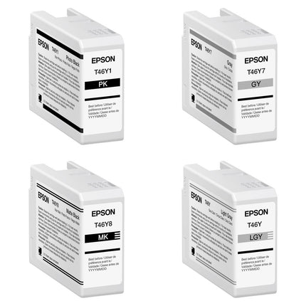 Epson T46Y Cartuchos de Tinta Negro y Gris UltraChrome PRO10 50mL para Impresora SureColor P900 17 pulgadas