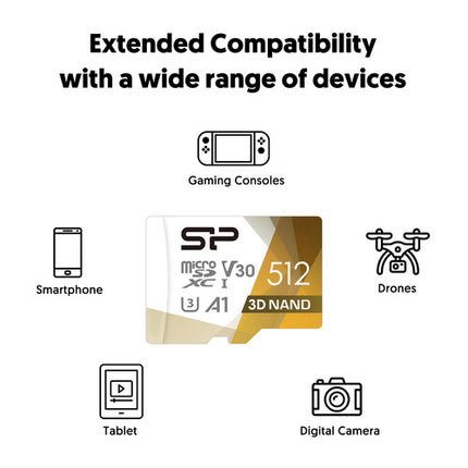 Silicon Power 512GB Superior Pro microSDXC UHS-I Tarjeta de Memoria con Lector USB-C