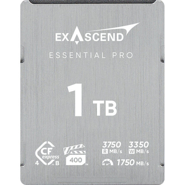 Exascend 1TB Essential Pro Tarjeta de Memoria CFexpress 4.0 Tipo B 3750 MB/s Lectura 3350 MB/s Escritura Data Recovery