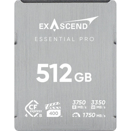 Exascend 512GB Essential Pro CFexpress 4.0 Tipo B Tarjeta de Memoria 3750 MB/s Lectura 3350 MB/s Escritura