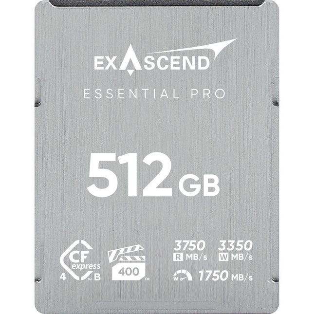 Exascend 512GB Essential Pro CFexpress 4.0 Tipo B Tarjeta de Memoria 3750 MB/s Lectura 3350 MB/s Escritura