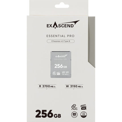 Exascend 256GB Essential Pro CFexpress 4.0 Tipo B Tarjeta de Memoria 3700MB/s Lectura 3150MB/s Escritura