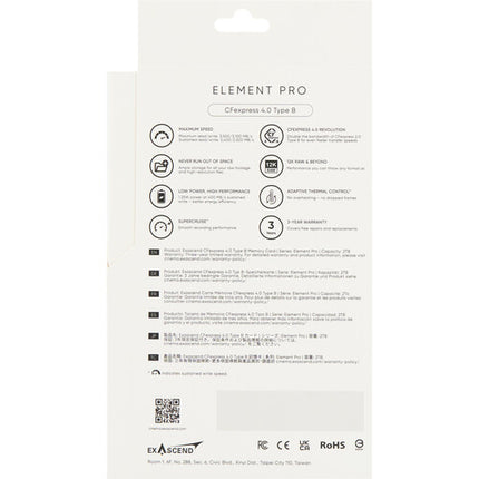 Exascend 1TB Element Pro Tarjeta de Memoria CFexpress 4.0 Tipo B 3500 MB/s lectura 3100 MB/s escritura