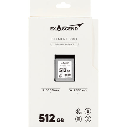 Exascend Element Pro CFexpress 4.0 Type B Tarjeta de Memoria 512GB 3500MBs