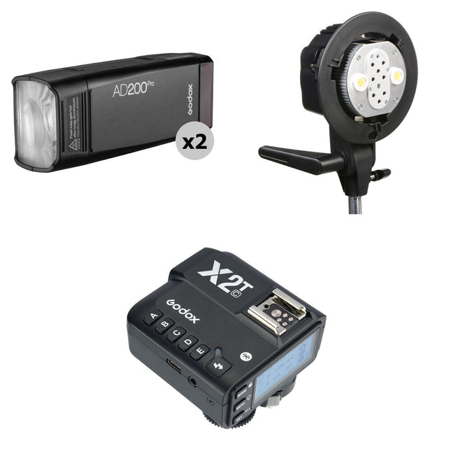 Godox AD200Pro Kit Doble Flash con Soporte y Disparador X2 para Canon 5600K