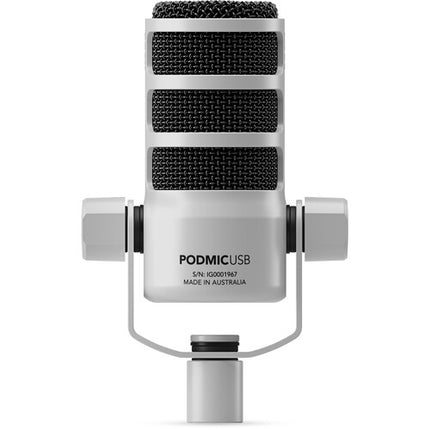 RODE PodMic USB y XLR Micrófono Dinámico para Podcast Blanco con Filtro Antipop