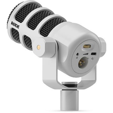 RODE PodMic USB y XLR Micrófono Dinámico para Podcast Blanco con Filtro Antipop