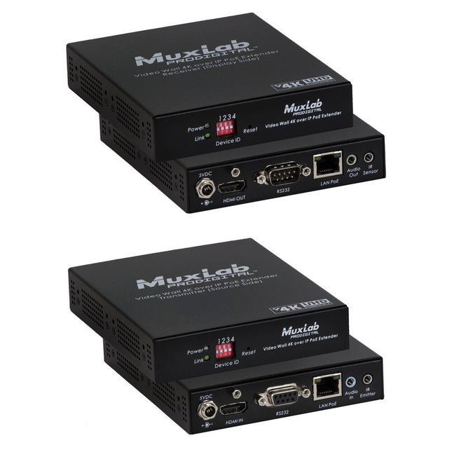 MuxLab Video Wall 4K Extensor HDMI sobre IP Kit 330 pies PoE