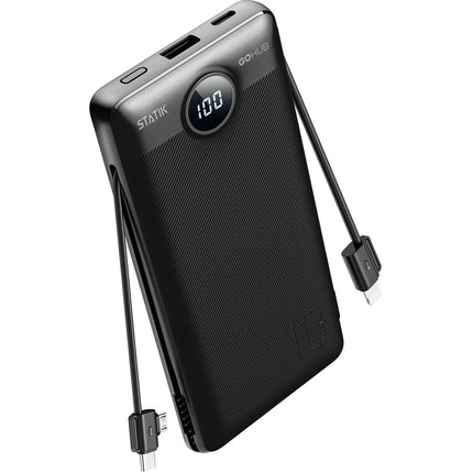 Statik Powerbank 6 en 1 10000mAh Negro Cargador Incorporado y 5 Puertos