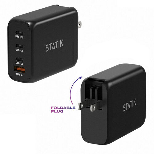 Statik 100W GaN Cargador de Pared USB 4 Puertos 1 USB-A 3 USB-C