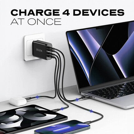 Statik 100W GaN Cargador de Pared USB 4 Puertos 1 USB-A 3 USB-C