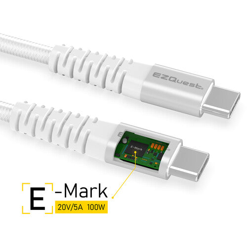 EZQuest DuraGuard Cable USB-C 2.0 6.6 pies 100W Nylon Trenzado