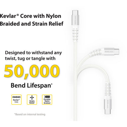 EZQuest DuraGuard Cable USB-C 2.0 6.6 pies 100W Nylon Trenzado