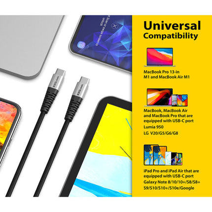 EZQuest DuraGuard Cable USB-C 2.0 6.6 pies 100W Nylon Trenzado