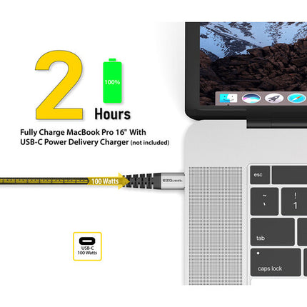EZQuest DuraGuard Cable USB-C 2.0 6.6 pies 100W Nylon Trenzado