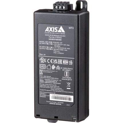 Axis Communications Midspan AC DC 30W Puerto Único 56 VDC 1000 Mb/s