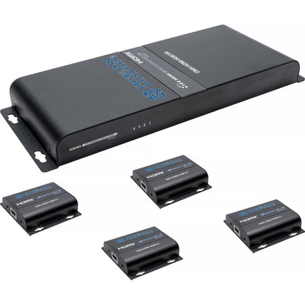 Ocean Matrix Extensor y Divisor HDMI 1x4 HDBaseT 1080p 394 pies incluye cables IR y fuentes de poder