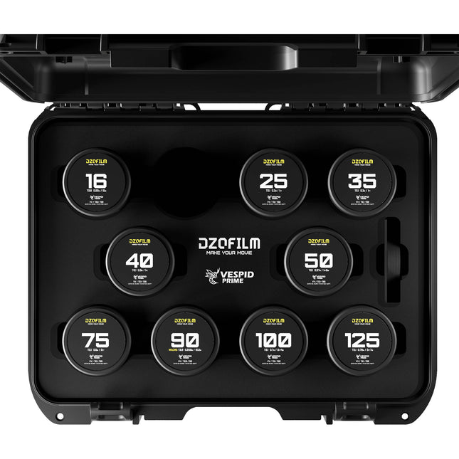 DZOFilm VESPID Prime kit 9 lentes 16 125mm PL y EF con estuche rígido y herramientas