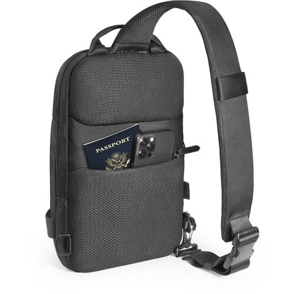 tomtoc Navigator-T24 Bolsa Sling Negra 5L para iPad Pro 11" con Cierres YKK y Resistente al Agua