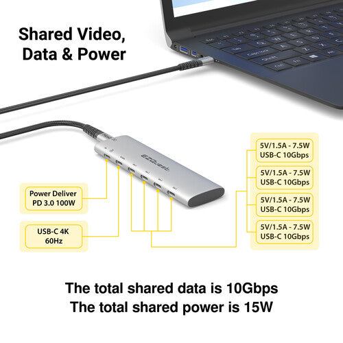 EZQuest USB-C Slim Hub Adaptador 6 en 1 USB 3.2 Gen 2 80W 4K 60Hz