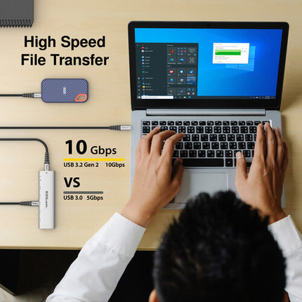 EZQuest USB-C Slim Hub Adaptador 6 en 1 USB 3.2 Gen 2 80W 4K 60Hz