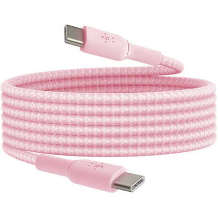 Belkin BoostCharge Cable USB-C trenzado 60W 1m Rosa resistente
