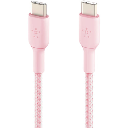 Belkin BoostCharge Cable USB-C trenzado 60W 1m Rosa resistente