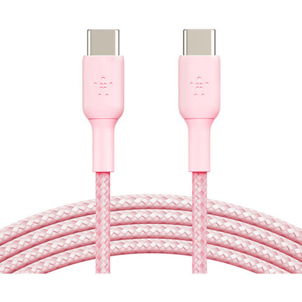 Belkin BoostCharge Cable USB-C trenzado 60W 1m Rosa resistente