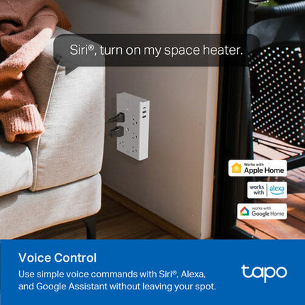 TP-Link Tapo P306 Extensor de Enchufes Inteligente Wi-Fi 9 en 1 con 3 USB y Luz Nocturna