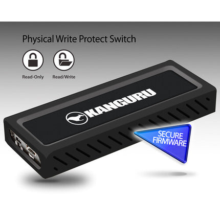 Kanguru 1TB UltraLock SSD externo NVMe USB-C 3.2 Gen 2 675MB/s con funda de goma y cables