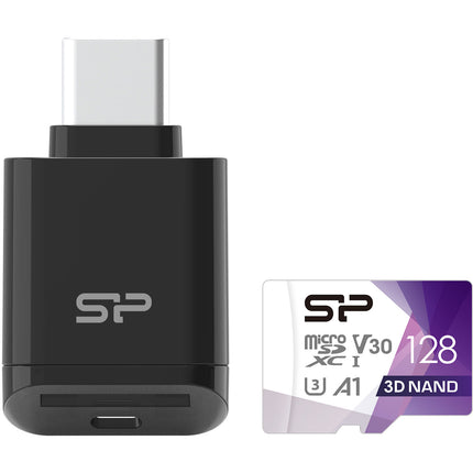 Silicon Power 128GB Superior Pro microSDXC UHS-I Tarjeta con Lector USB-C