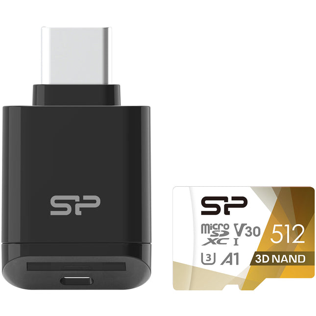 Silicon Power 512GB Superior Pro microSDXC UHS-I Tarjeta de Memoria con Lector USB-C