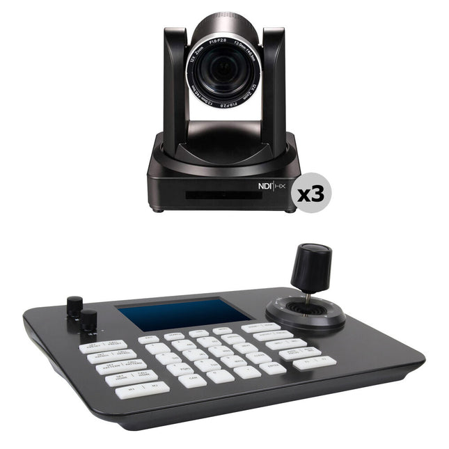 PTZCam UV510A NDI Sistema de 3 Cámaras PTZ con Controlador IP y Zoom Óptico 20x