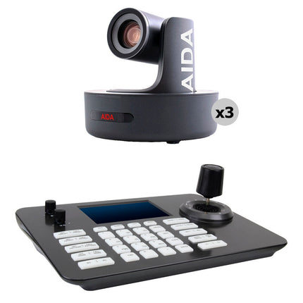 AIDA Imaging Kit de 3 cámaras PTZ con Zoom óptico 20x y controlador IP
