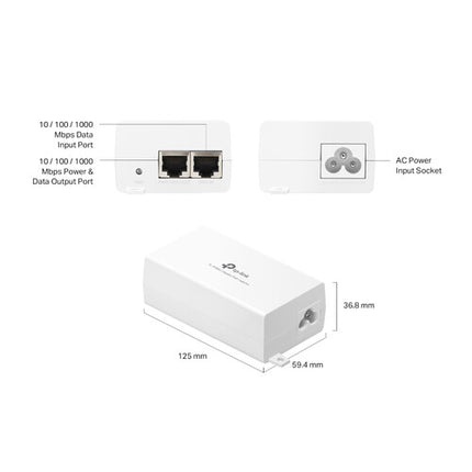 TP-Link TL-PI30G Inyector PoE+ 30W 2 Puertos Gigabit 1000 Mb/s