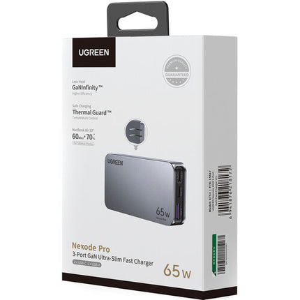 UGREEN Nexode Pro Cargador USB 65W 3 Puertos Ultra Delgado