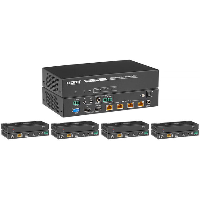 KanexPro 1x4 4K HDMI Splitter Extensor Kit UHD 4K60 hasta 120 m 4 Salidas HDMI